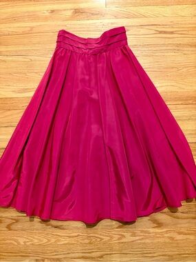 Vintage Gunne Sax Jessica McClintock Pink Satin Full Midi Skirt USA Size 9